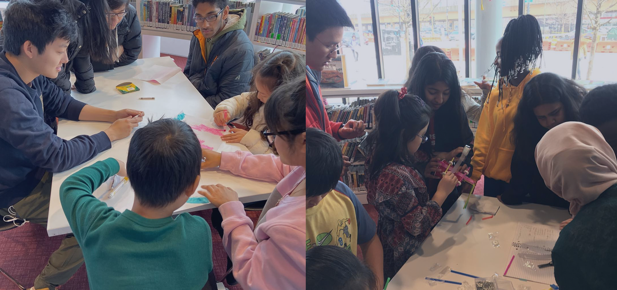 volunteers teaching kids